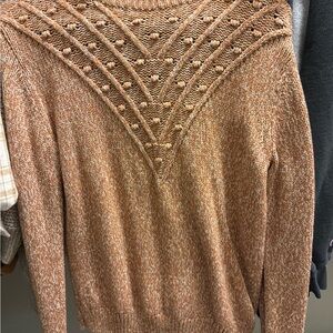 Sonoma Women's Orange Textured Crew Neck Sweater